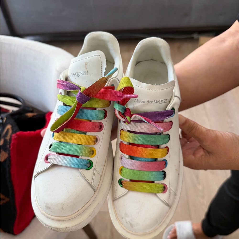 Alexander McQueen White Sneakers with Multicolor Accents